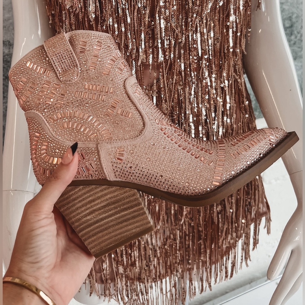 IN A COOL WAY ROSE GOLD RHINESTONE BOOTIES - AMAZING LACE